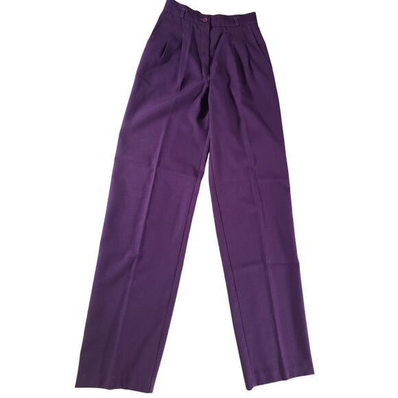 70s Vintage Smart Parts Purple Contrast Stitch Goth Grunge Dark Academia Pants - Picture 1 of 5